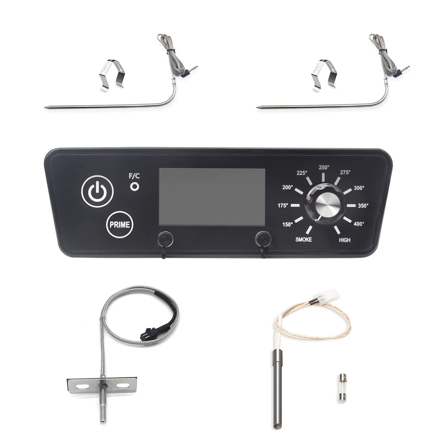 Digital Thermostat Control Board Kit Replacement for Pit BOSS 7 Series Vertical Pellet Smokers with LCD Display, Equipped with Hot Rod Ignitor, RTD Temperature Probe Sensor and Meat Temperature Probes Pack of 2