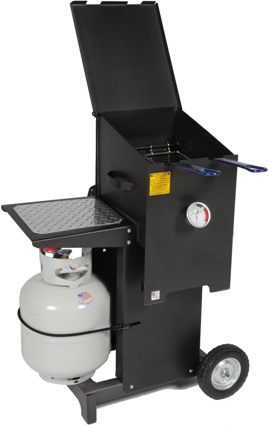 R & V Works Cajun Fryer 6 Gallon Propane Gas Deep Fryer with Stand and 2 Baskets