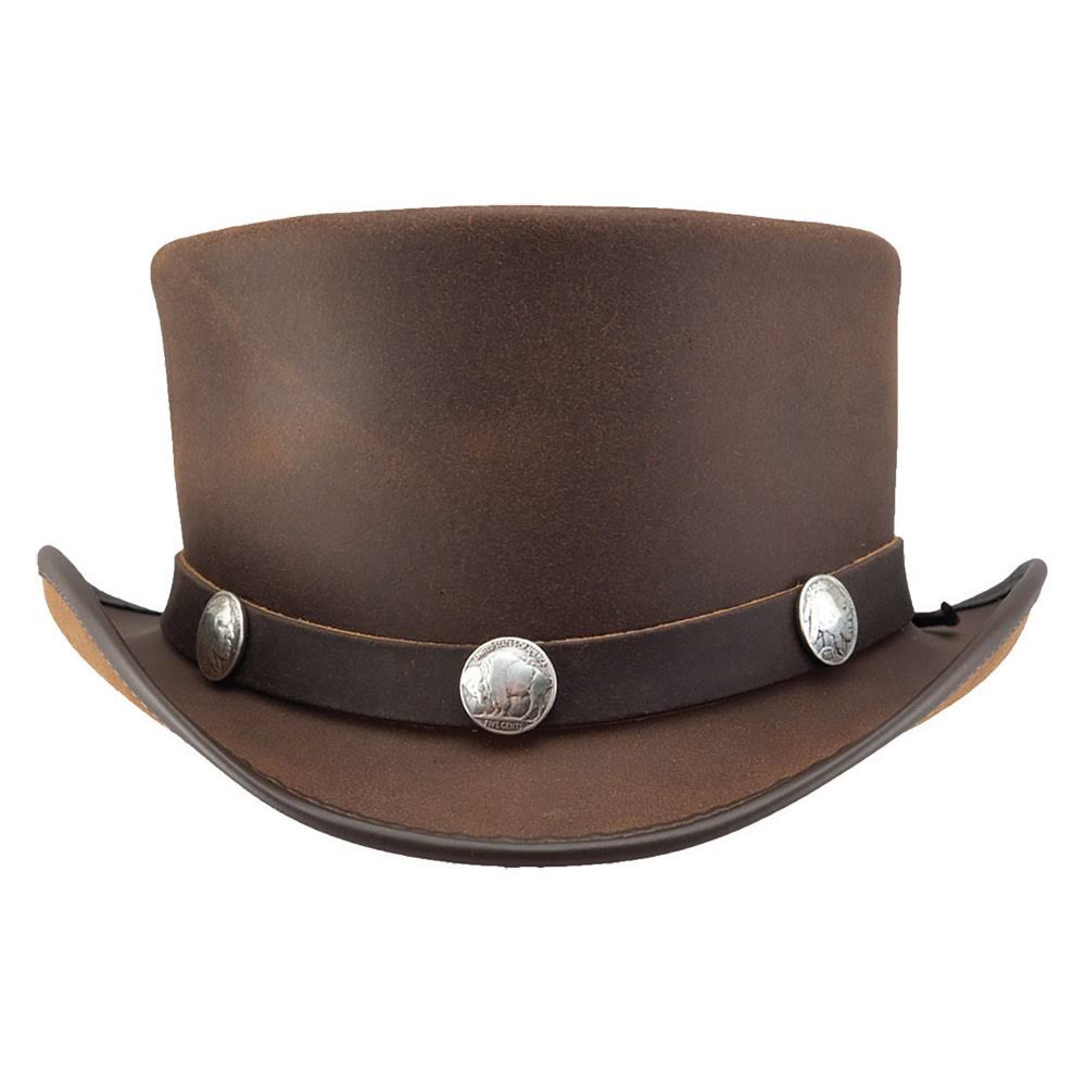 New American Hat Makers El Dorado-Buffalo Band Leather Top Brown X-Large Hat