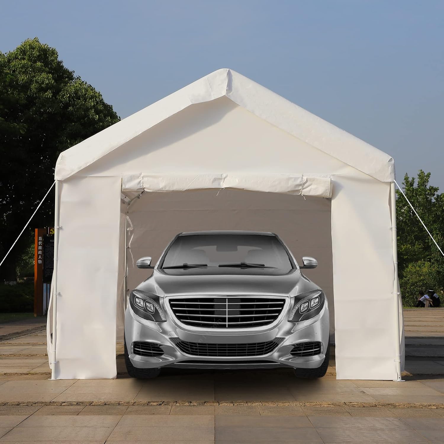 LVUYOYO 10x20 ft Upgraded Carport - Heavy Duty Carport Car Canopy with Removable Sidewalls and Doors - Portable Garage Shelter Boat Party Tent for Auto, Boat, Party, Wedding