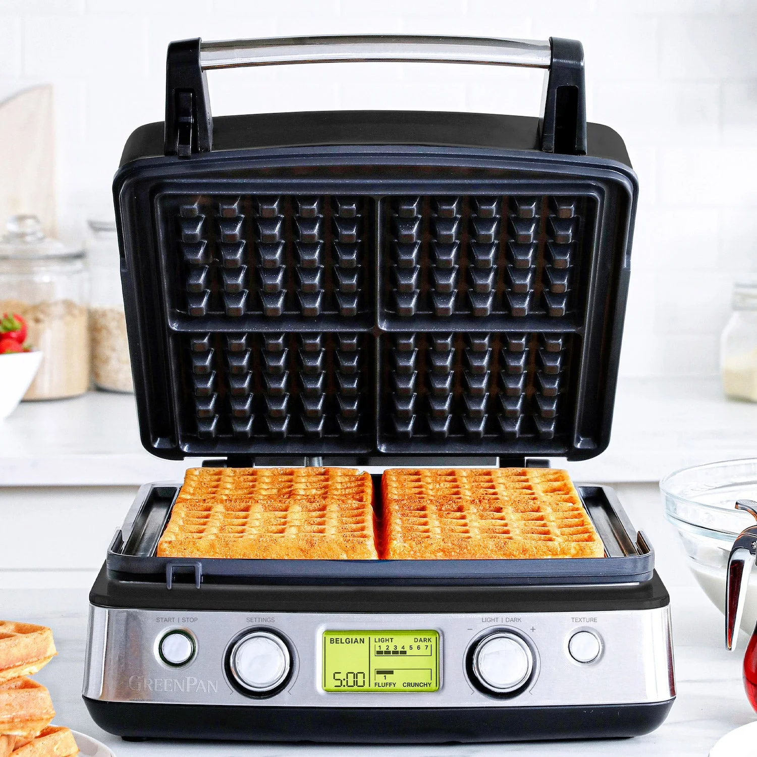 Greenpan 4-Square Waffle Maker for Perfectly Cooked Waffles