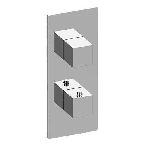 Graff G-8048-SH0-SN-T Graff Incanto M-Series 4x22 Square Two Hole Vertical Thermostatic Valve Trim Plate with Square Handle in S