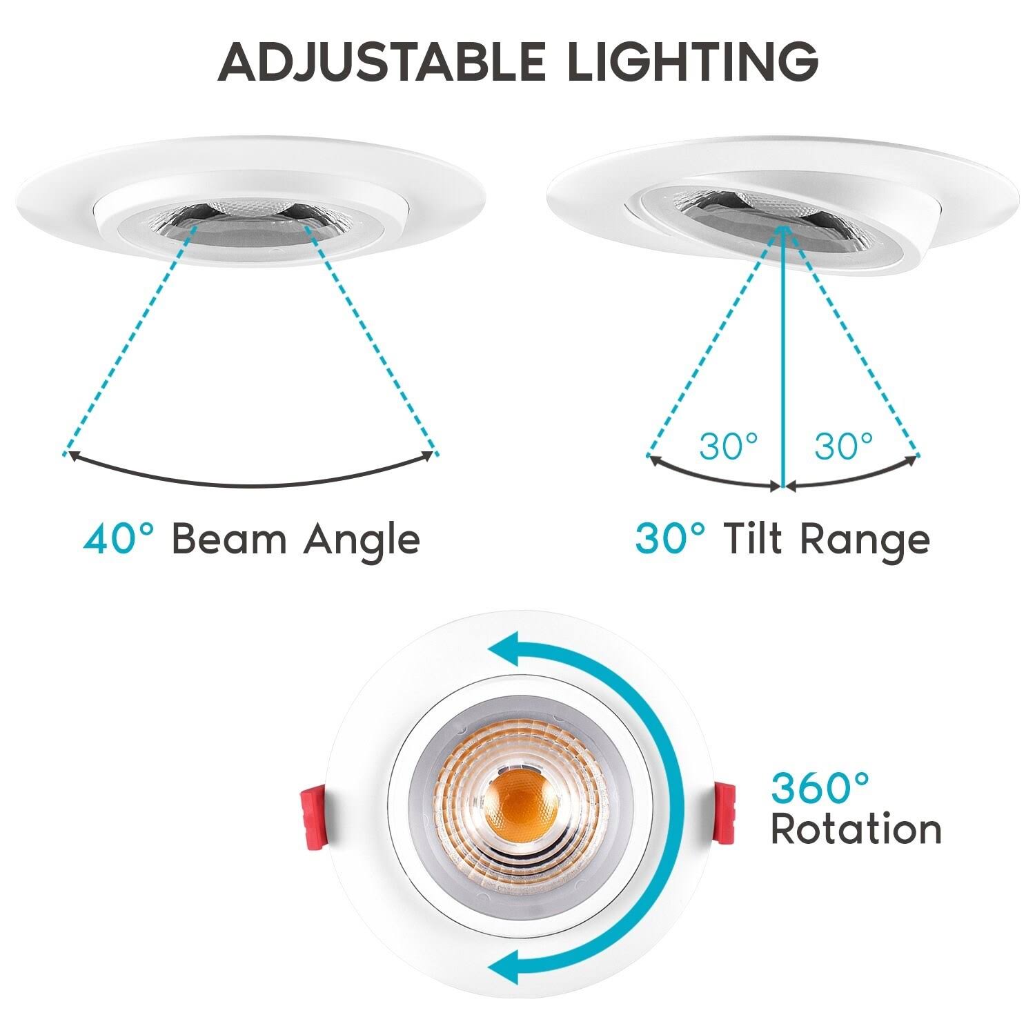 Luxrite 4 in. Adjustable Gimbal Eyeball Integrated LED Canless Recessed Light CCT 11-Watt 1000 Lumens IC and Damp Rated (6-Pack)