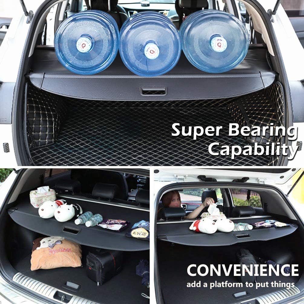 Trunk Cargo Cover For Ford Escape 2013~2019 Black Retractable Rear Cargo Security Shield Shade Waterproof All Weather【Updated Version:There is No Gap Between The Back Seat】 Pack of 2