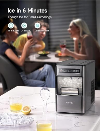 HiCOZY Ice Maker Countertop,Ice in 6 Mins, 24 lbs/Day, Portable & Compact Gift with Self-Cleaning,for Apartment/Under Cabinet/Kitchen/Office/Camping/RV/Home Bar