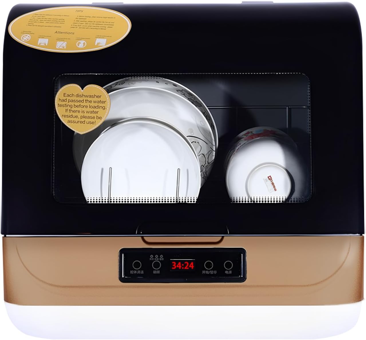 Portable Countertop Dishwasher 800W Small Dishwasher with 3 Cleaning Modes and 70℃ Max. Working Temperature Countertop Automatic Dishwasher Suitable for Washing Dishes after a Meal at Your Home