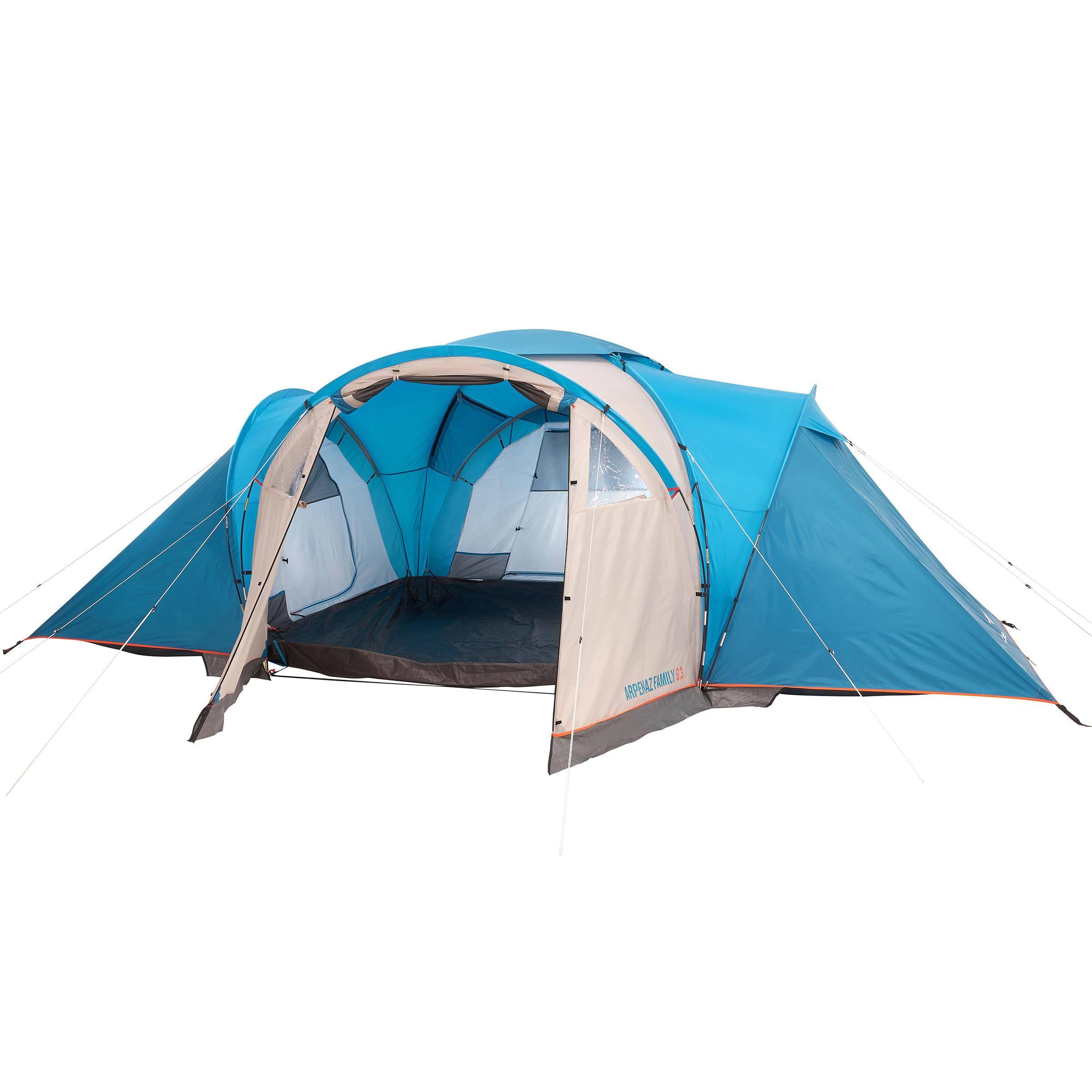Quechua Arpenaz, Family Camping Tent, 6 Person 3 Room in Blue