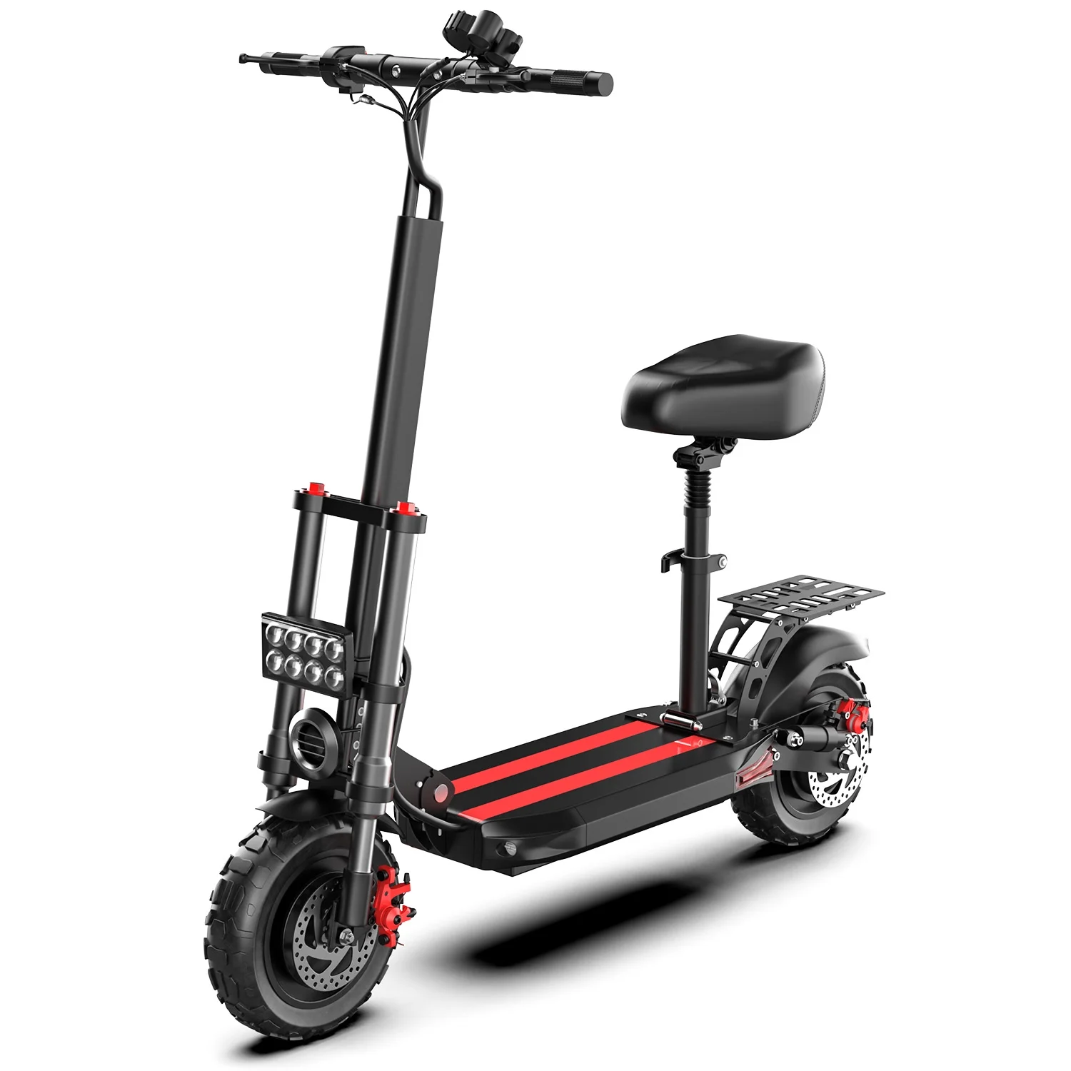 ASKGO Electric Scooter Adults, 2400W Dual Motor Heavy Duty Electric Scooter, 35MPH 45Miles Range Electric Scooter with Seat, 11" Off Road Tires, 48V 17.5AH Folding Scooter for Outdoor Commuting - Curated Treasures Market