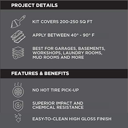 Rust-Oleum 293513 RockSolid Polycuramine Garage Floor Coating, 2.5 Car Kit, High Gloss Gray