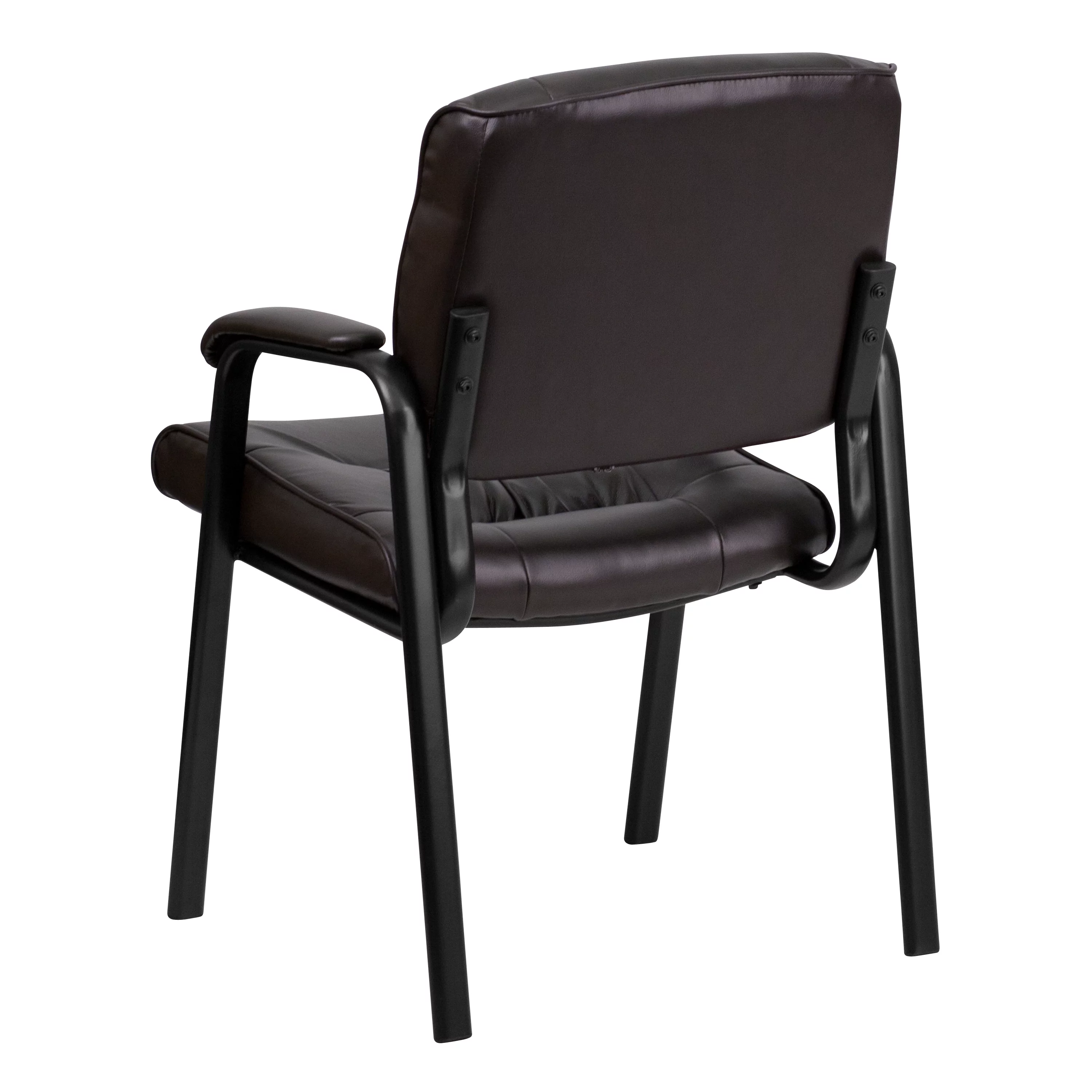 BizChair Brown LeatherSoft Executive Side Reception Chair with Black Metal Frame