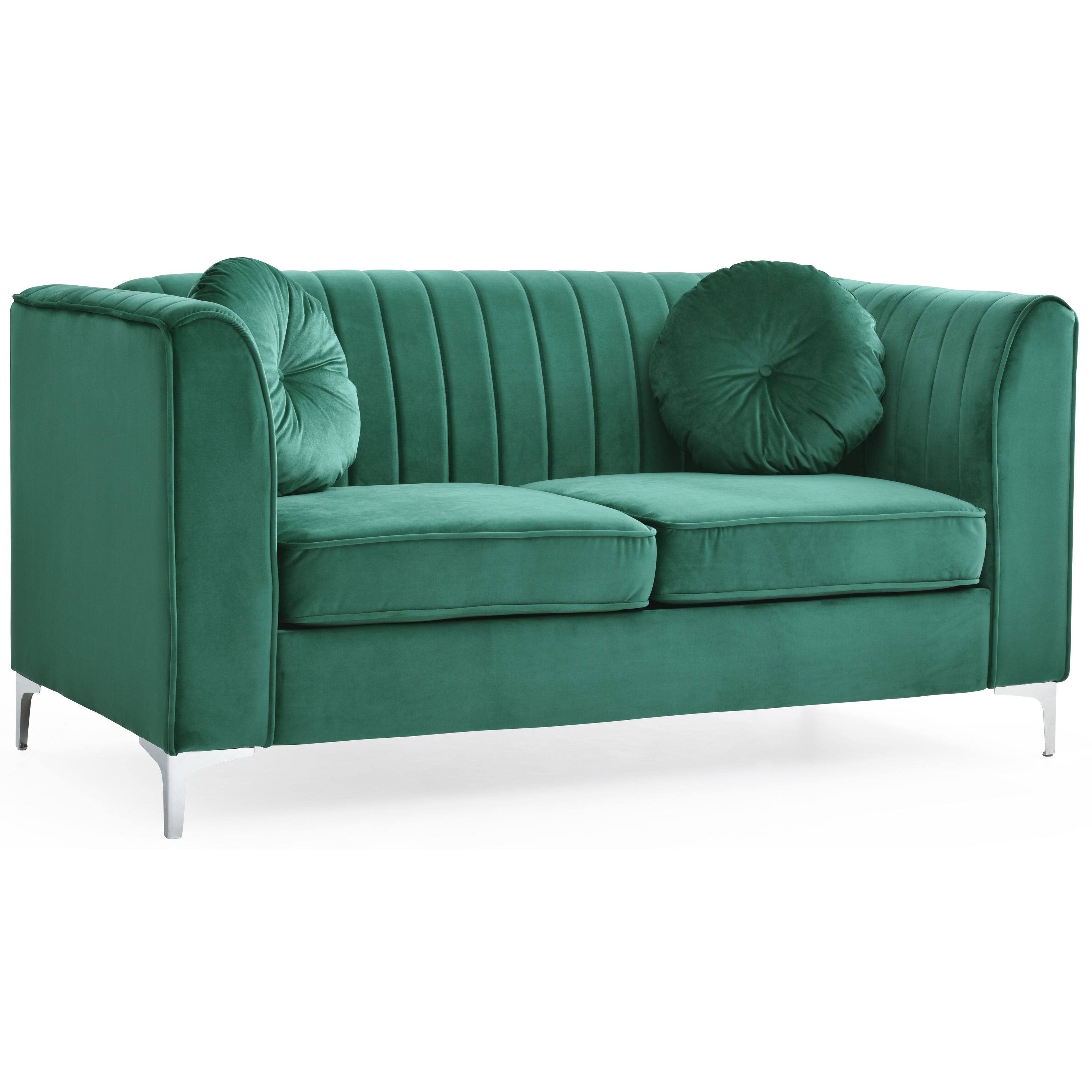 Glory Furniture Delray Velvet Loveseat in Ivory