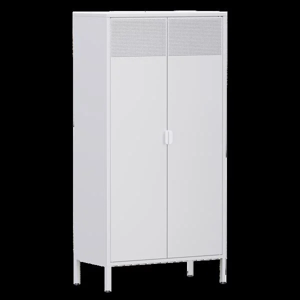Fithood Metal Wardrobe Cabinet, Armoire Wardrobe Closet with Hanging Rod and Doors, Metal Wardrobe Closet with Adjustable Shelves for Bedroom, File Cabinet for Home, Office, School, Garage, Basement