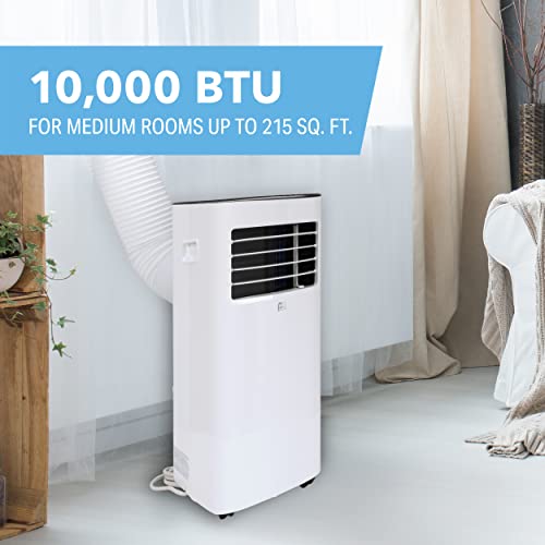 Perfect Aire Portable Air Conditioner - Compactly Designed with Smart Modes, Easy Roll Casters, Bucketless Drain System, and Auto Restart and 24-Hour Timer