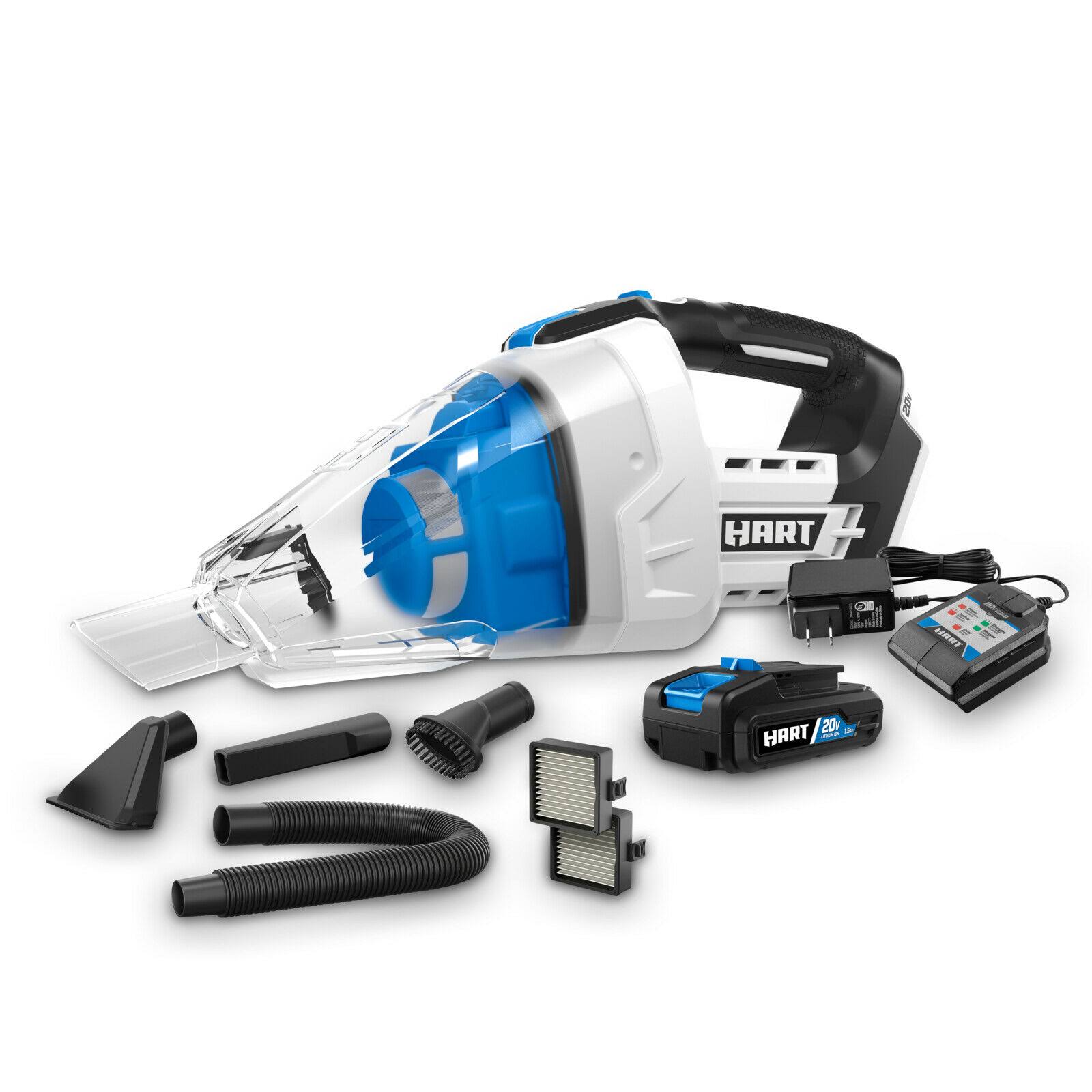 Hart 20-Volt Cordless Automotive Hand VAC Kit (1) 20-Volt 1.5Ah Lithium-Ion Battery HPHV50B - Megean