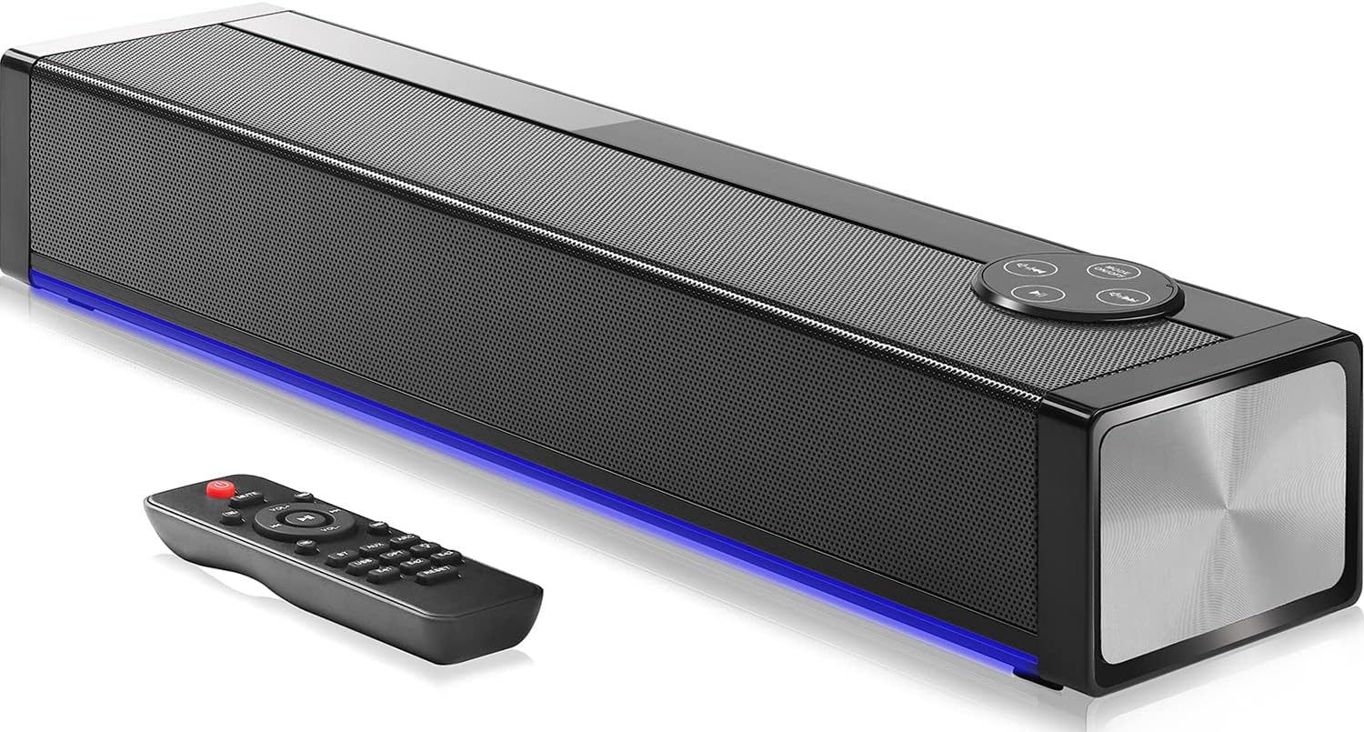 Sound Bars for TV, 16" Small Soundbar with Built-in DSP, 3 EQ Mode TV Sound Bar with Wireless Bluetooth, HDMI/Opt/AUX/USB Connection, Mini Sound Bar Speaker for PC, Gaming, Projectors Pack of 2