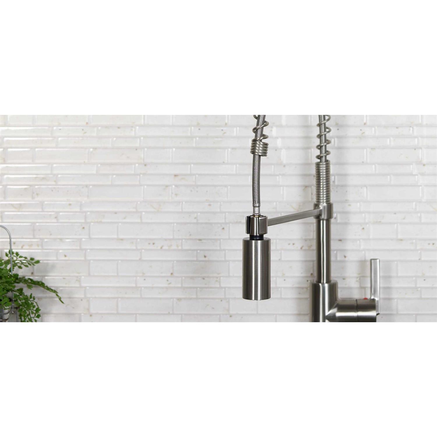 Project Source Flynt 1-Handle Deck-Mount Pull-Down Handle Kitchen Faucet with Deck Plate H90K-51D-PS-BN - Shop Hardware Tools Online Store