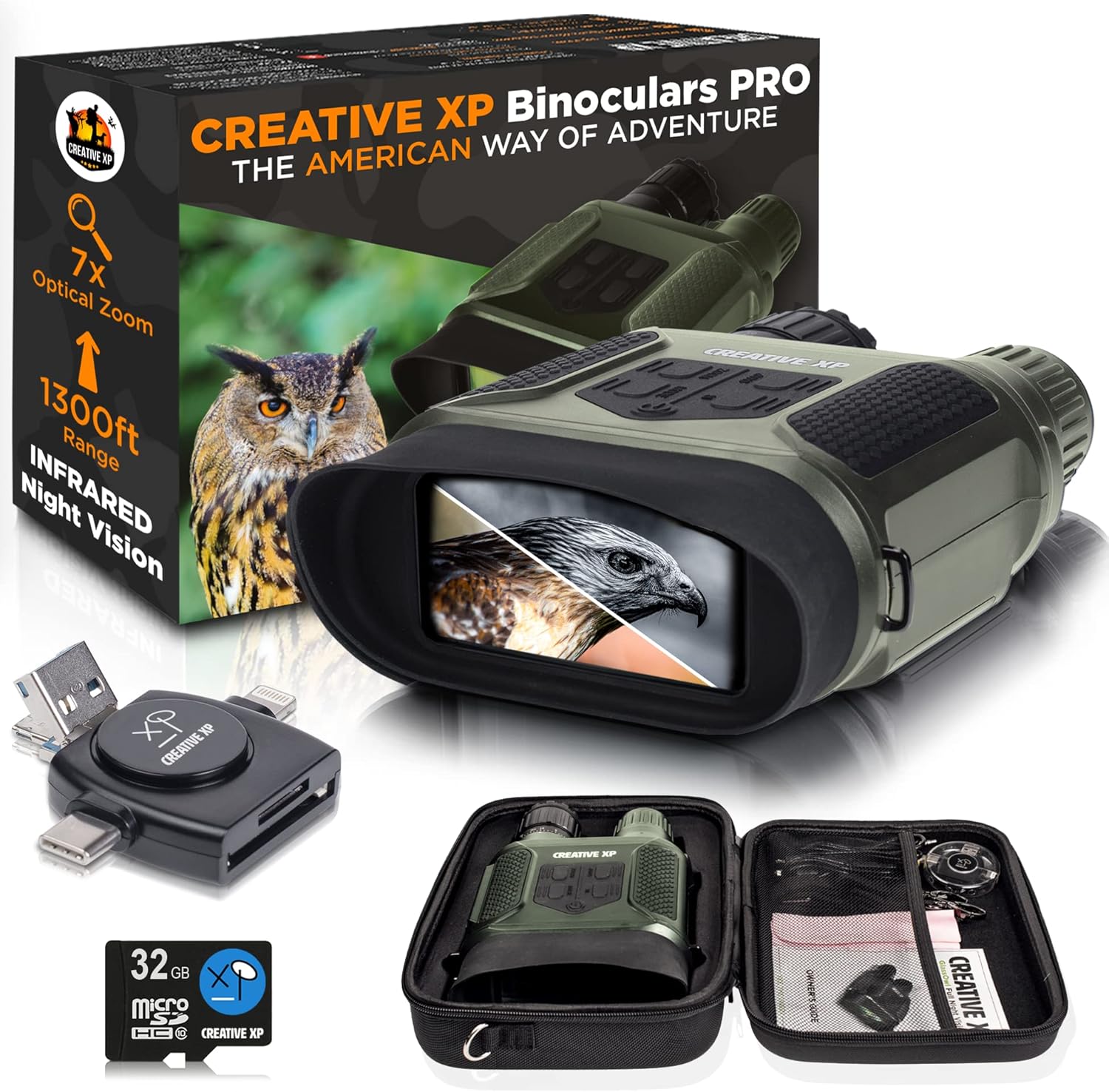 CREATIVE XP Night Vision Goggles - Digital Binoculars w/Infrared Lens, Tactical Gear for Hunting & Security