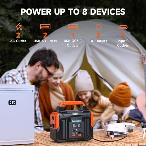 Portable Power Station 300W 257wh Lithium Battery Bailibatt Small Portable Generator for Home Use Camping Travel Emergency Hunting Outdoor - Black