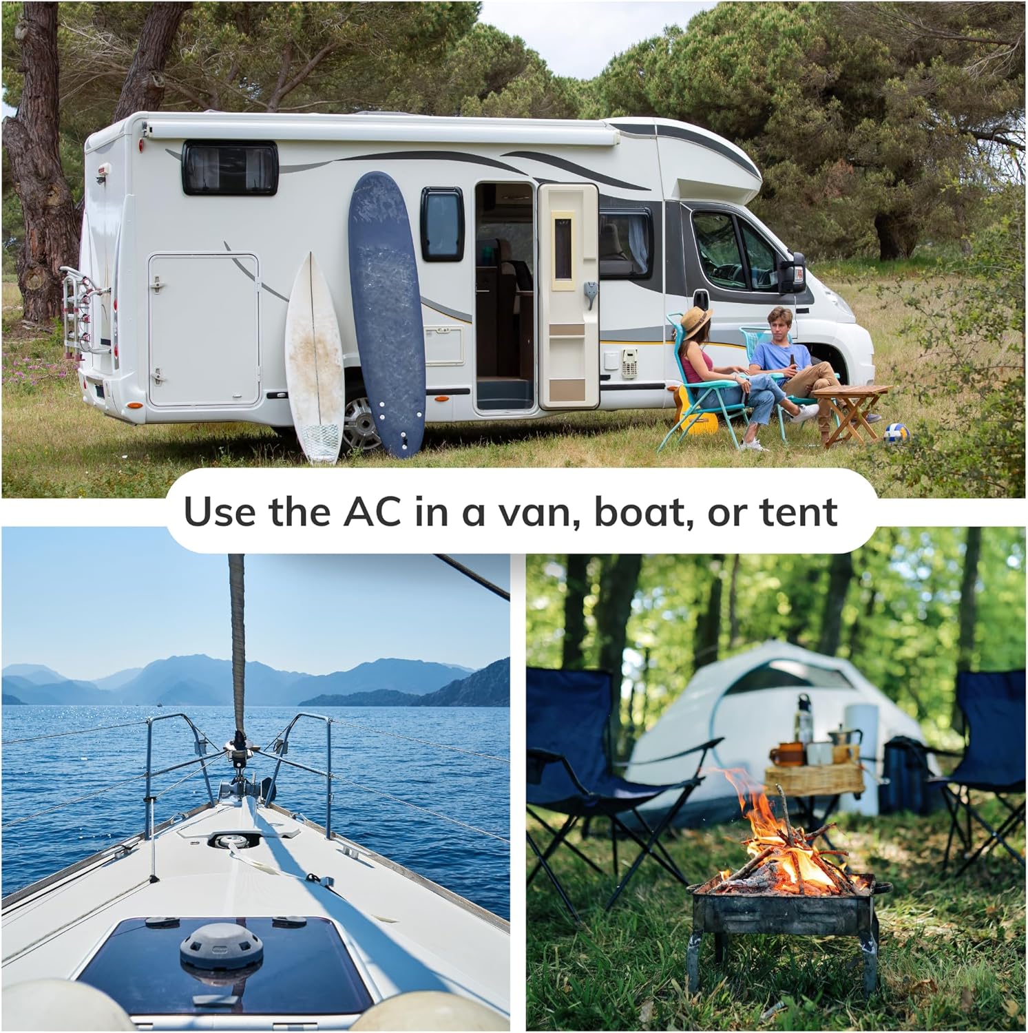 Tent Air Conditioner, 1,500 BTU Portable AC Unit with 3-Speed Fan for Room Outdoor Camping Van RV, Windowless and Dual Hoses, Small and Lightweight