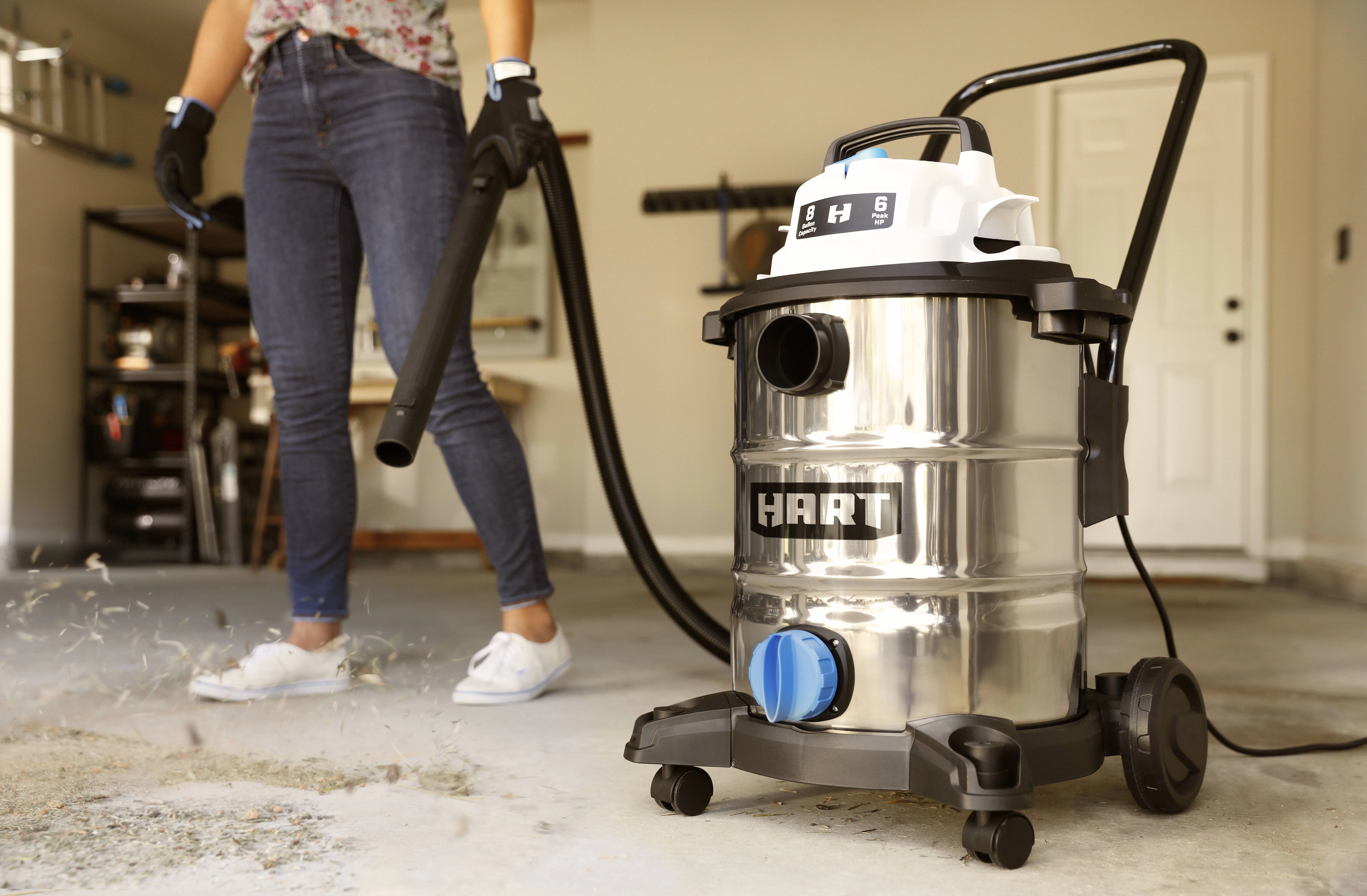 HART 8 Gallon 6 Peak HP Stainless Steel Wet/Dry Vacuum, VOC812SW 3701