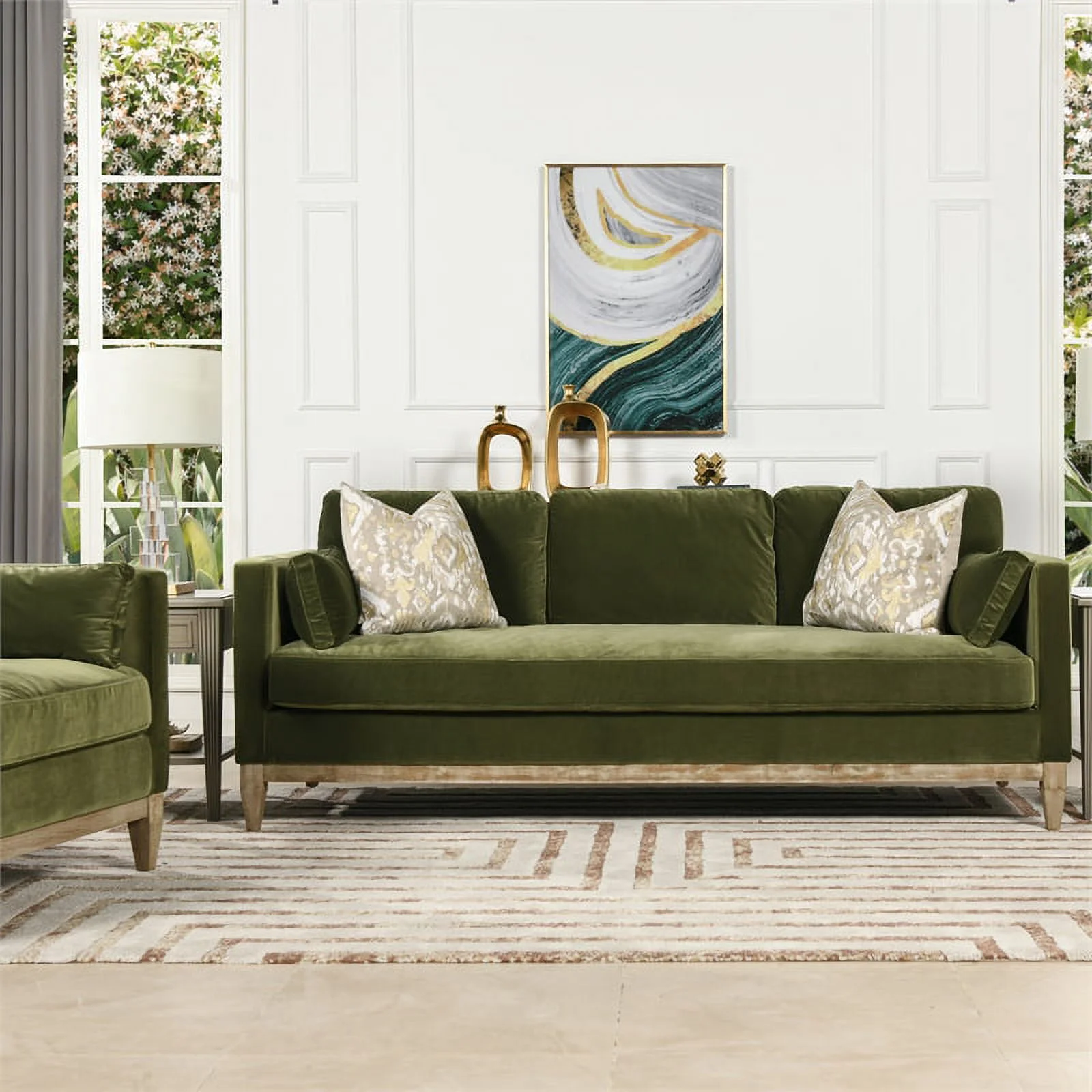 Jennifer Taylor Home Knox 84" Modern Farmhouse Sofa Olive Green
