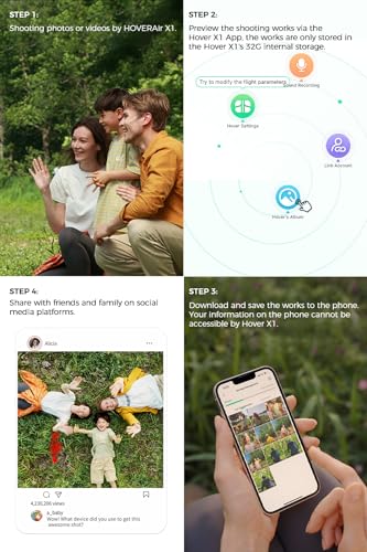 HOVERAir X1 Self-Flying Camera, Pocket-Sized Drone HDR Video Capture, Palm Takeoff, Intelligent Flight Paths, Follow-Me Mode, Foldable Action Camera with Hands-Free Control