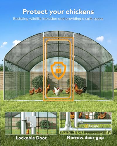 Large Metal Chicken Coop Run with Spire Roof – Outdoor Poultry Cage with Waterproof & UV-Resistant Cover for Chickens, Ducks, Rabbits, and Hens in Yard or Farm Use(8.9’ W x 11.8’ L x 6.6’ H)
