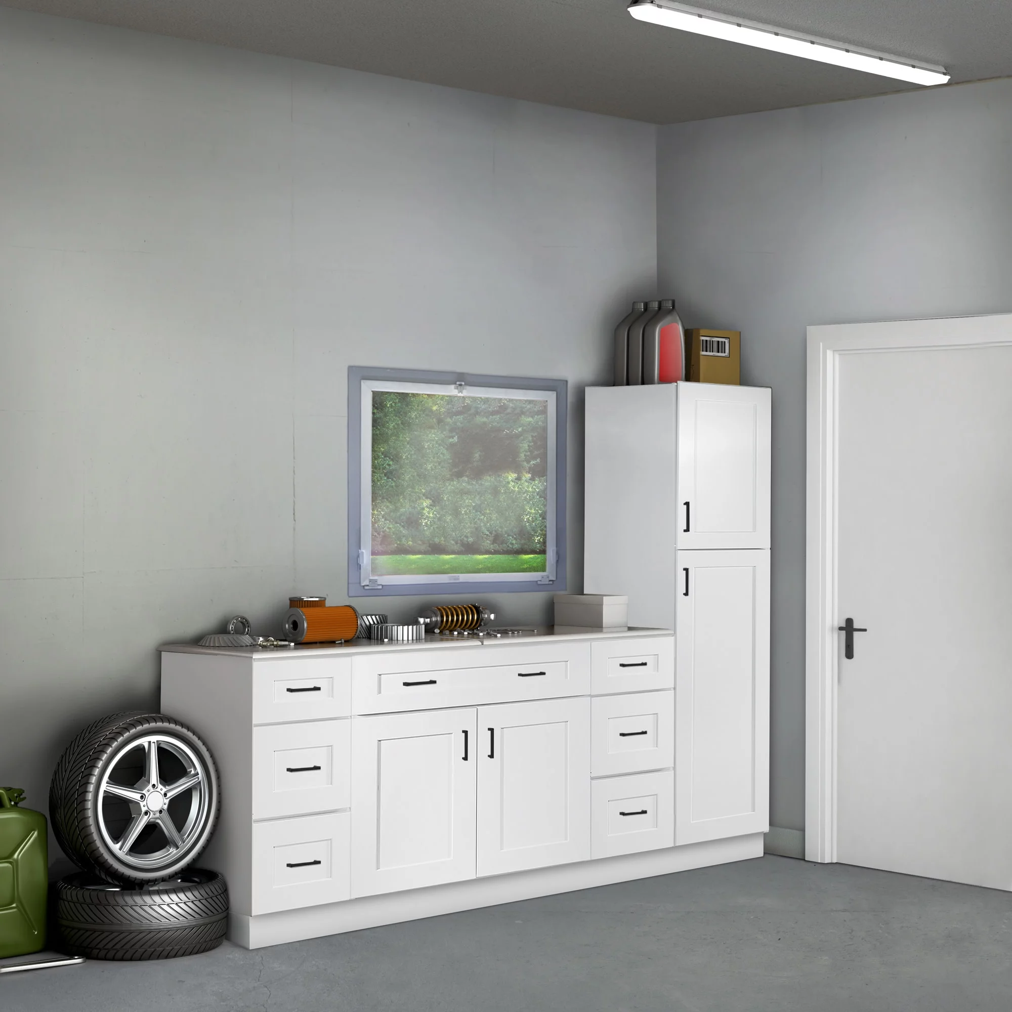 Design House 561407 Brookings Unassembled Shaker Base Kitchen Cabinet 36x34.5x24, White