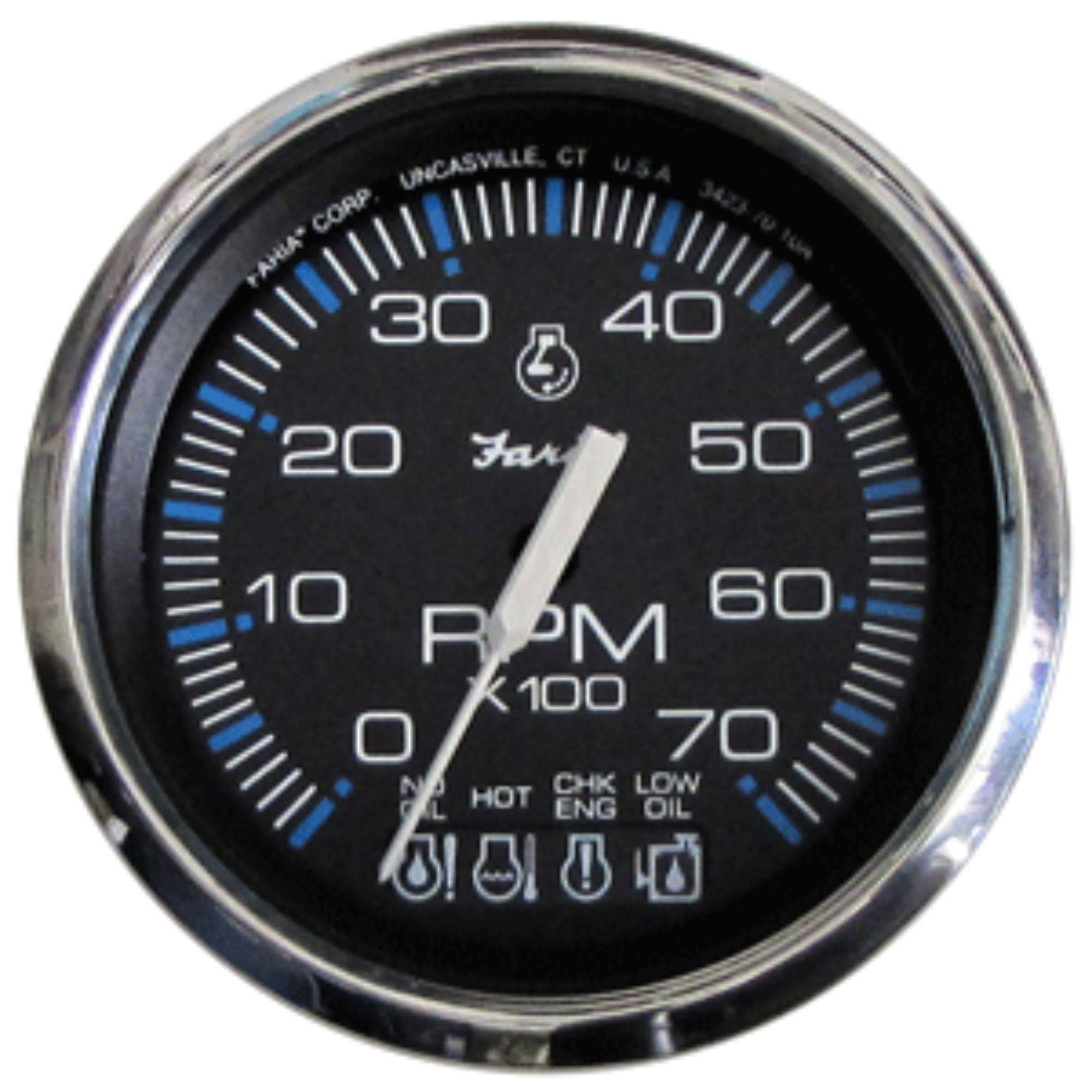 Faria Chesapeake Black SS 4x22 Tachometer w-Systemcheck Indicator - 7,000 RPM (Gas - Johnson - Evinrude Outboard)