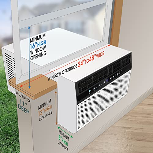 R.W. FLAME U-Shaped Window Air Conditioner with Full Window View, Ultra Quiet AC Unit, Remote Control, Cools up to 450 Sq. Ft. Living Room/Bedroom/Home,Energy Efficient,Washable Filter