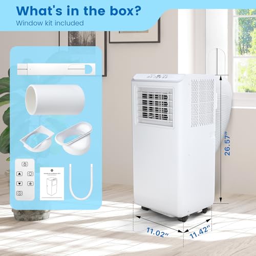Acekool 8000 BTU Portable Air Conditioners, Portable AC with Remote Control for Room up to 350 Sq.Ft, 3-in-1 Functions/Digital Display/24 Hrs Timer/Caster Wheels for Home/Office/Dorms