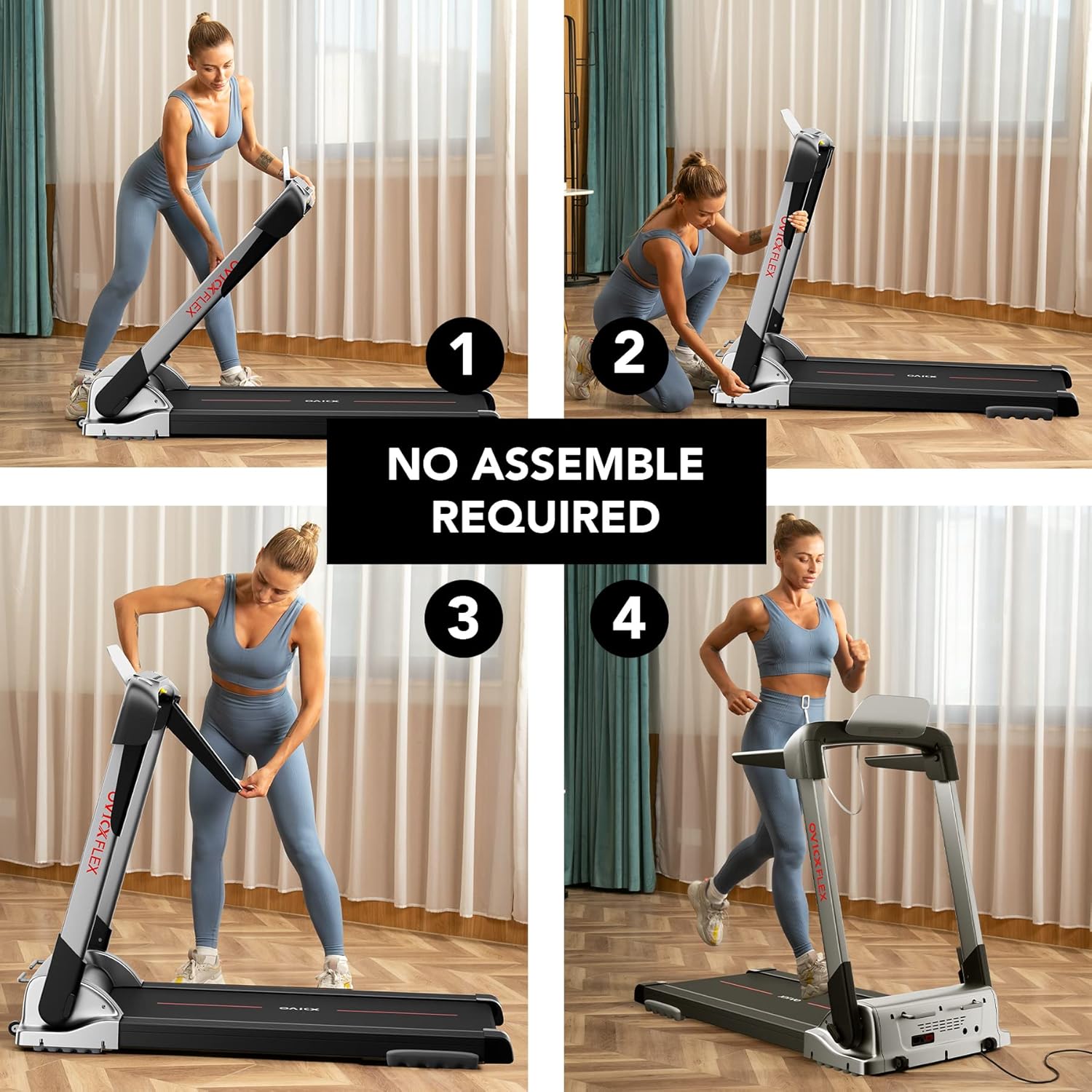 Ovicx Foldable Treadmills for Home - Portable Folding Compact Small Thin Electric Fold Up Lightweight Treadmill for Space Saver Apartment