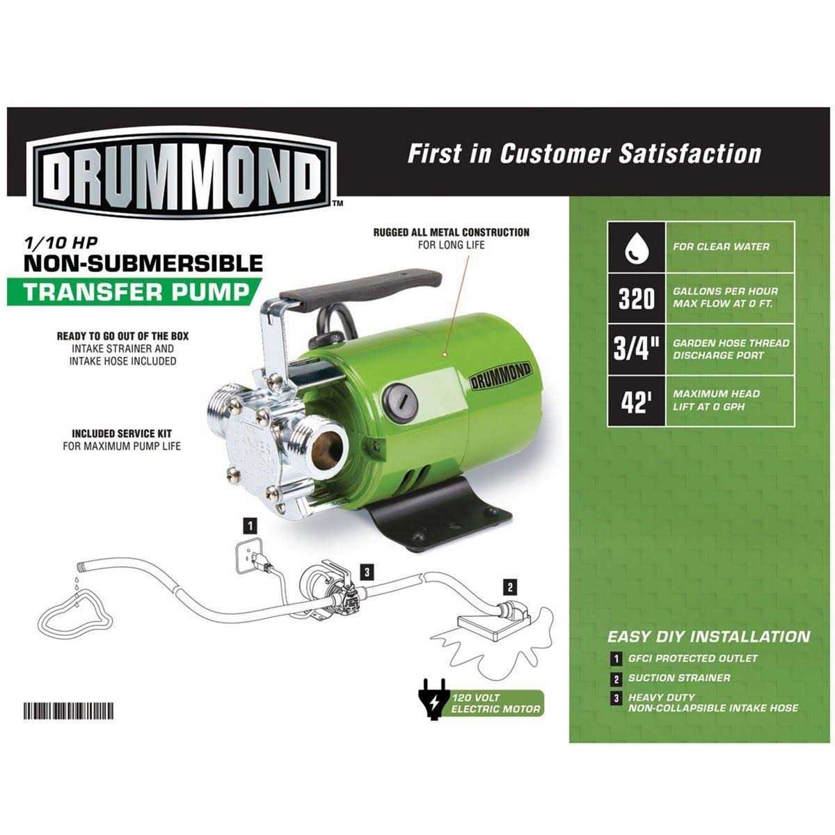Drummond 1/10 HP Transfer Pump 320 GPH - Shop Hardware Tools Online Store