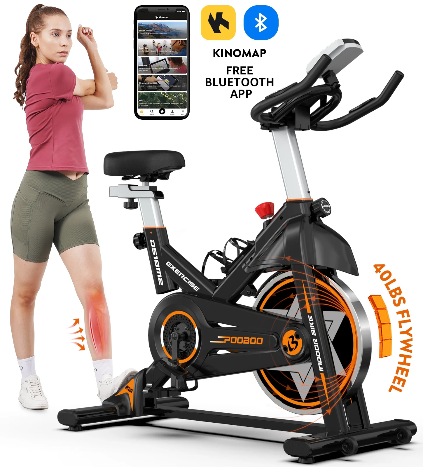 Pooboo Indoor Cycling Bike Exercise Bikes Stationary Magnetic Resistance for Home Cardio Workout Machine 350lb Flywheel 35lbs