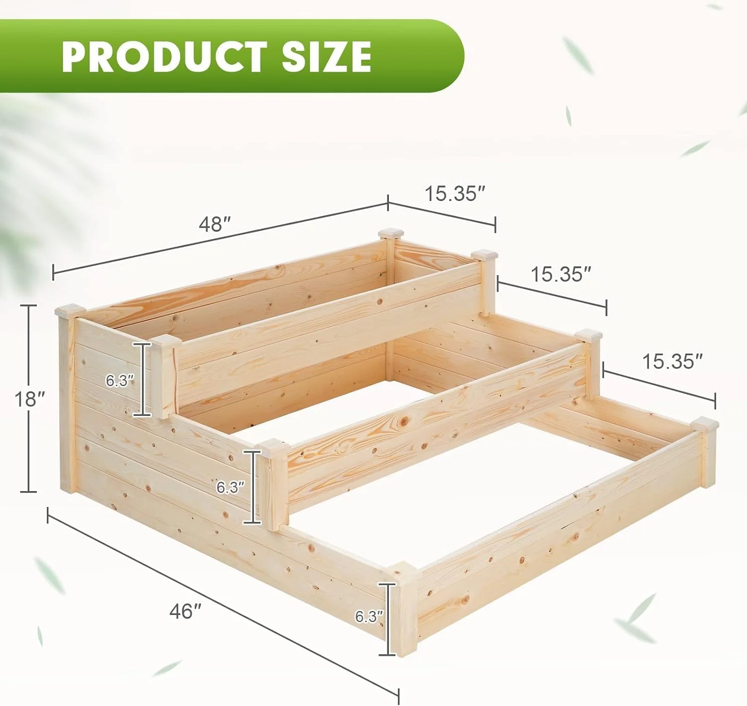4x4 3 Tier Feet Outdoor Wooden Elevated Raised Garden Bed Planter Kit Grow Gardening Vegetable Natural, S or Yard Gardening, Natural - Curated Treasures Market