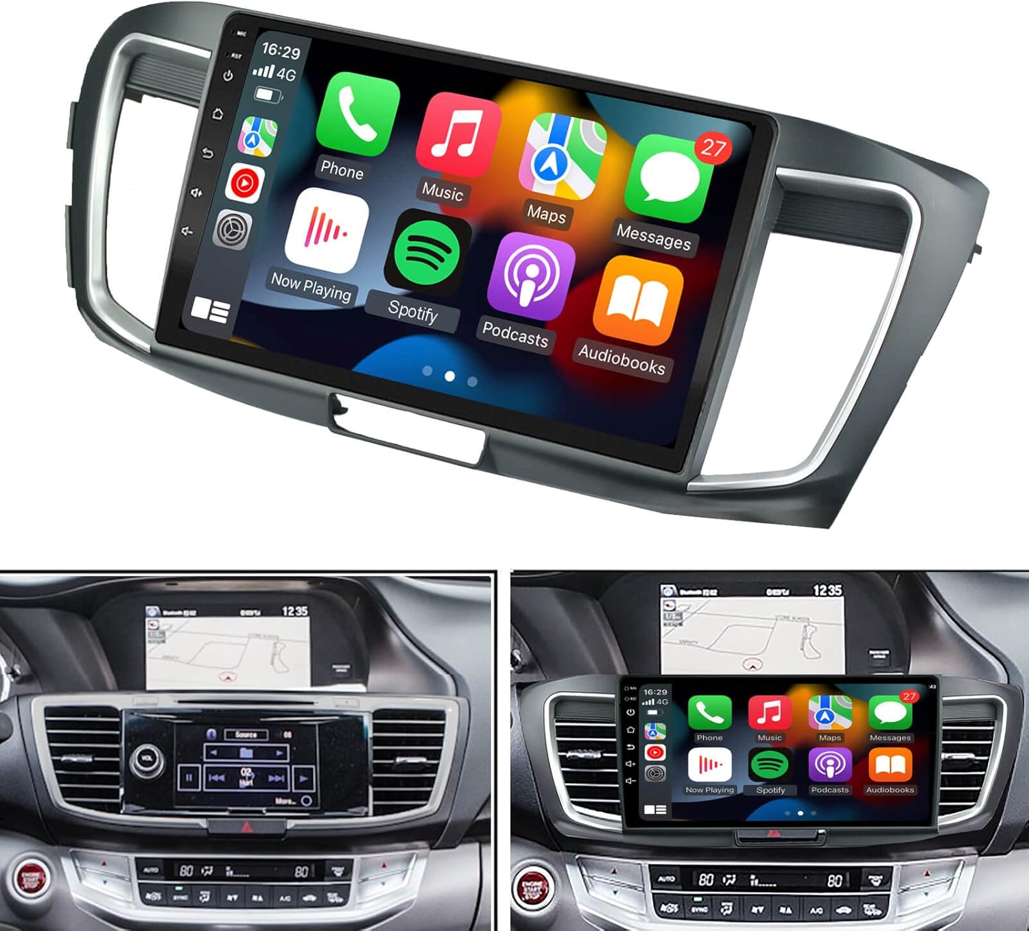 for 2014-2017 Honda Accord 9th Radio Accessories Android 11 Car Stereo,Support Car Play Screen Factory Style EZoneTronics