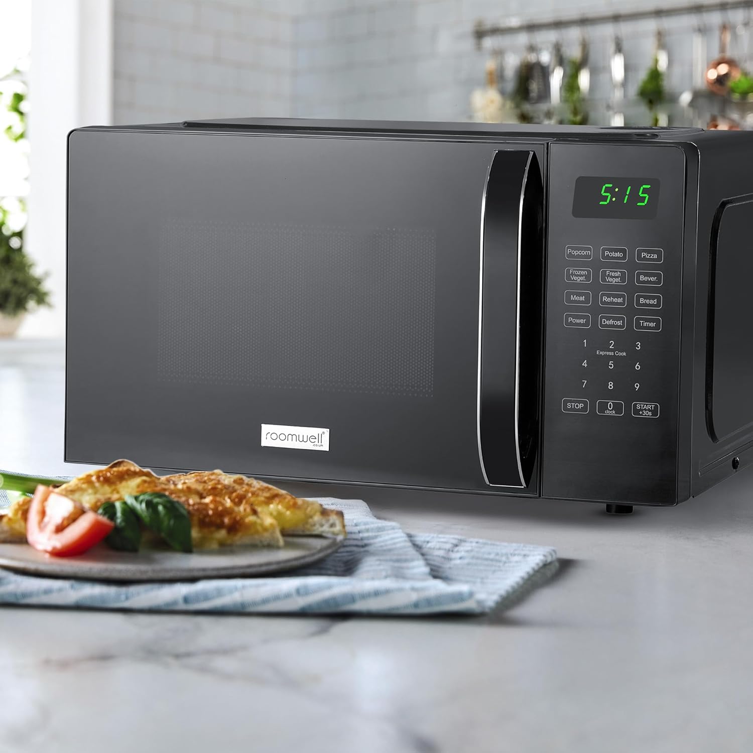 Countertop Microwave Oven Small 0.7 cu ft With Digital Display, Black Microwave Countertop has 10 Power Levels & Auto Defrost Function Compact Microwave for Dorm With Child Lock