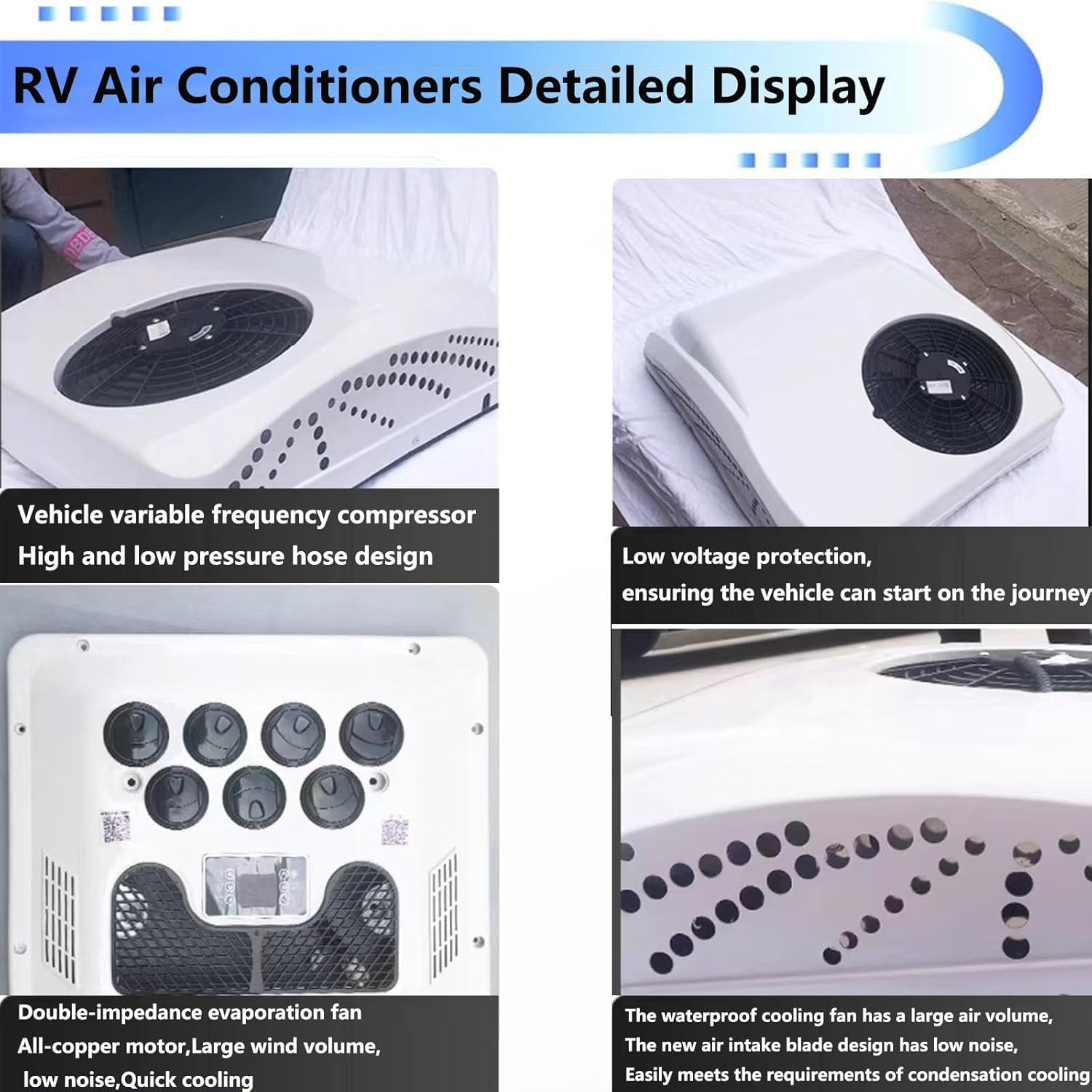 RV Air Conditioners,24V Air Conditioner,Heating and cooling, low noise Electric Truck RV Rooftop Air Cond,Camper Air Conditioner for RV BUS Truck Vehicle
