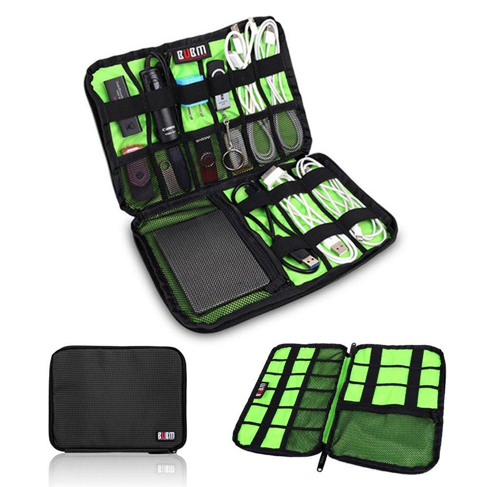 BUBM Universal Cable Organizer Electronics Accessories Case Various USB Phone Charge Cable Organizer Travel Organizer-Large (Bla
