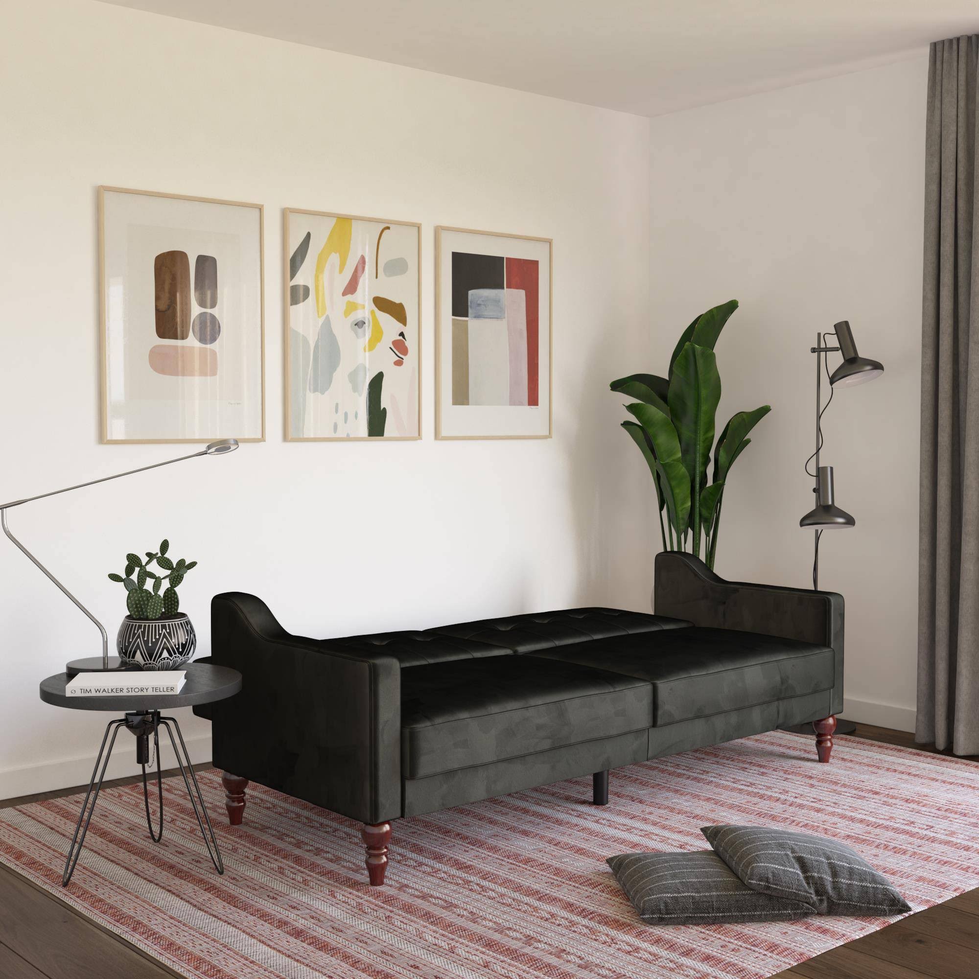 Novogratz Beatrice Coil Futon Convertible Sofa Bed u0026 Couch - Black