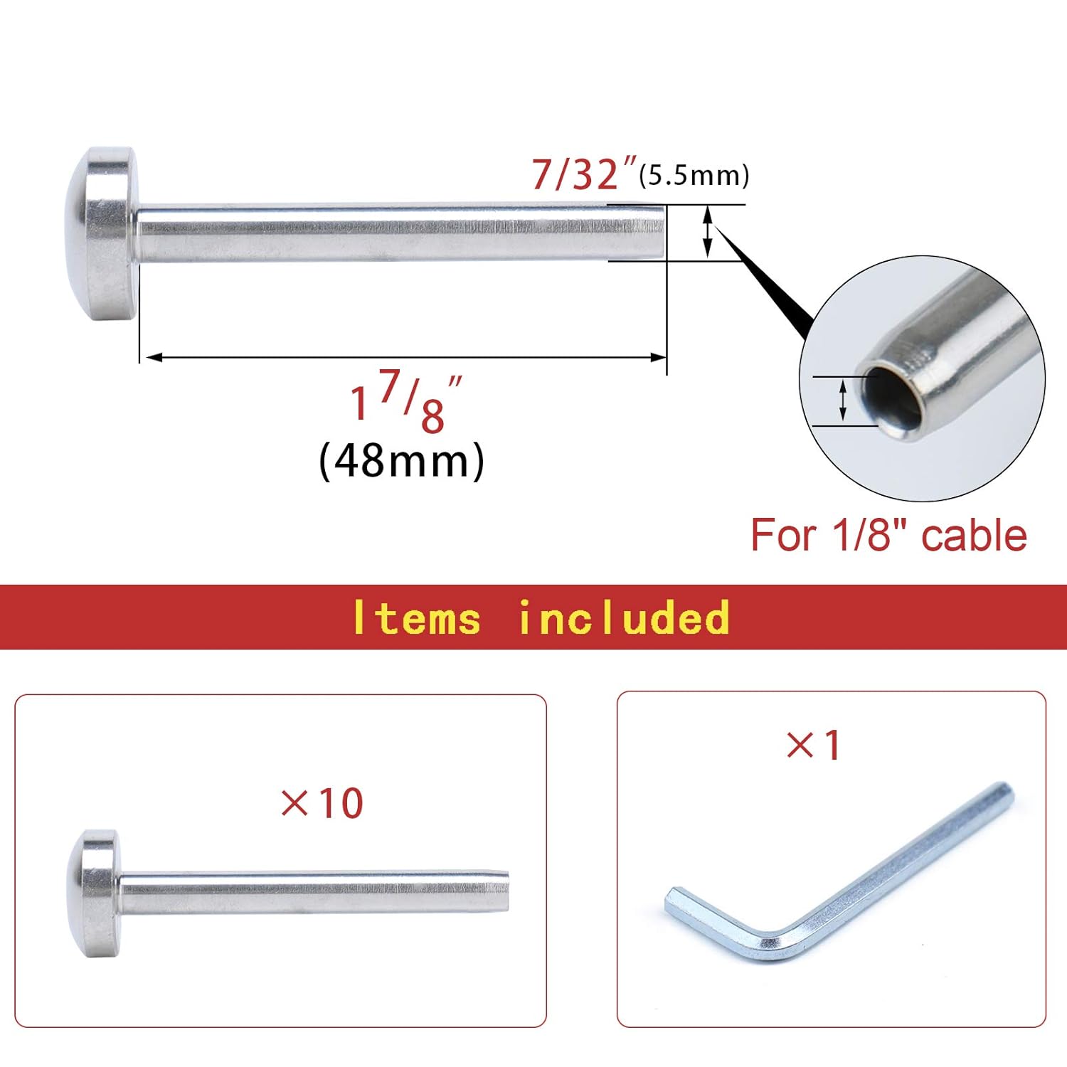 Muzata 20Pair Cable Railing kit Invisible 1/8 Upgraded Swage Tensioner and Terminal Hidden T316 Stainless Steel Round Head for 2-6 Wood Metal Post Deck Stairs WoodHidden System CR37, CV1 CV2