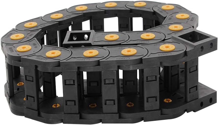 Fielect Drag Chain Cable Carrier Open Type with End Connectors R100 35X100mm 1 Meter Plastic for Electrical CNC Router Machines Black 1Pcs