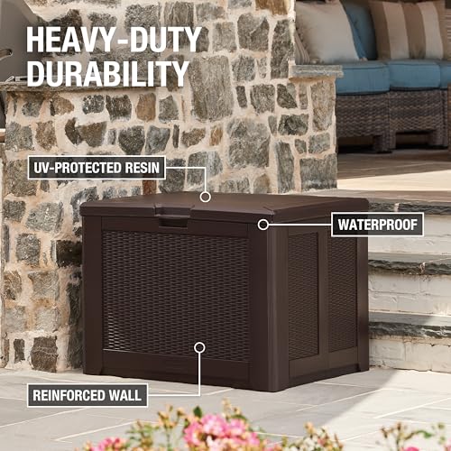 Rubbermaid Extra Large Resin Outdoor Storage Deck Box (134 Gal), Weather Resistant, Gray, Deck Organization for Home/Backyard/Pool Chemicals/Toys/Garden Tools/Porch/Patio Cushions