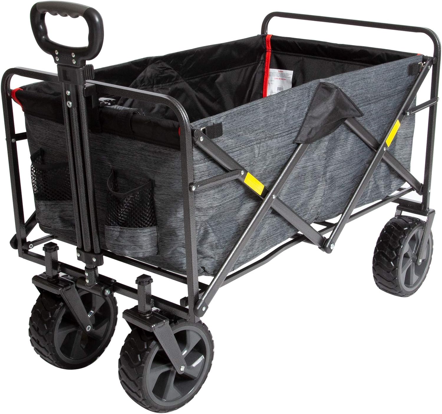MacSports XL Heavy Duty Collapsible Outdoor Folding Wagon Camping Gear Grocery Cart Portable Lightweight Utility Cart Adjustable Rolling Cart All Terrain Sports Wagon Beach Wagon with Cargo Net
