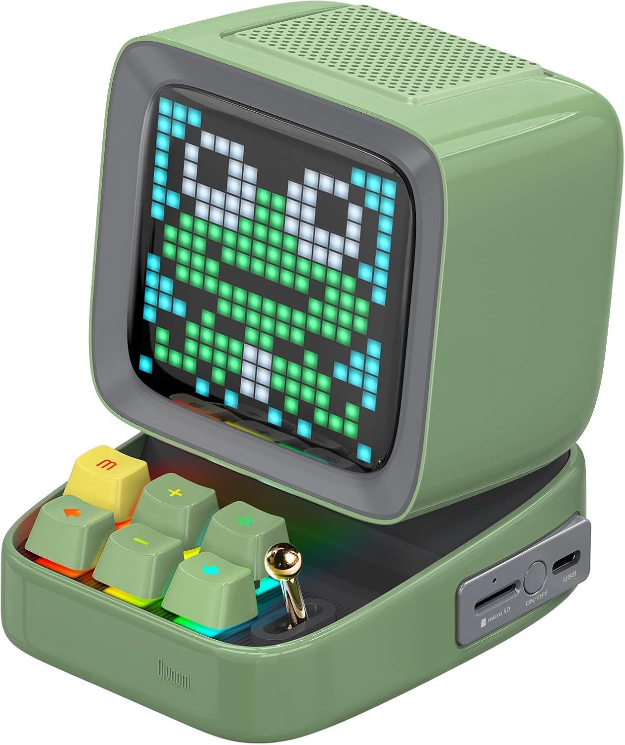 Divoom Ditoo Pixel Art Gaming Portable Bluetooth Speaker with App Controlled 16X16 LED Front Panel, Also a Smart Alarm (White)