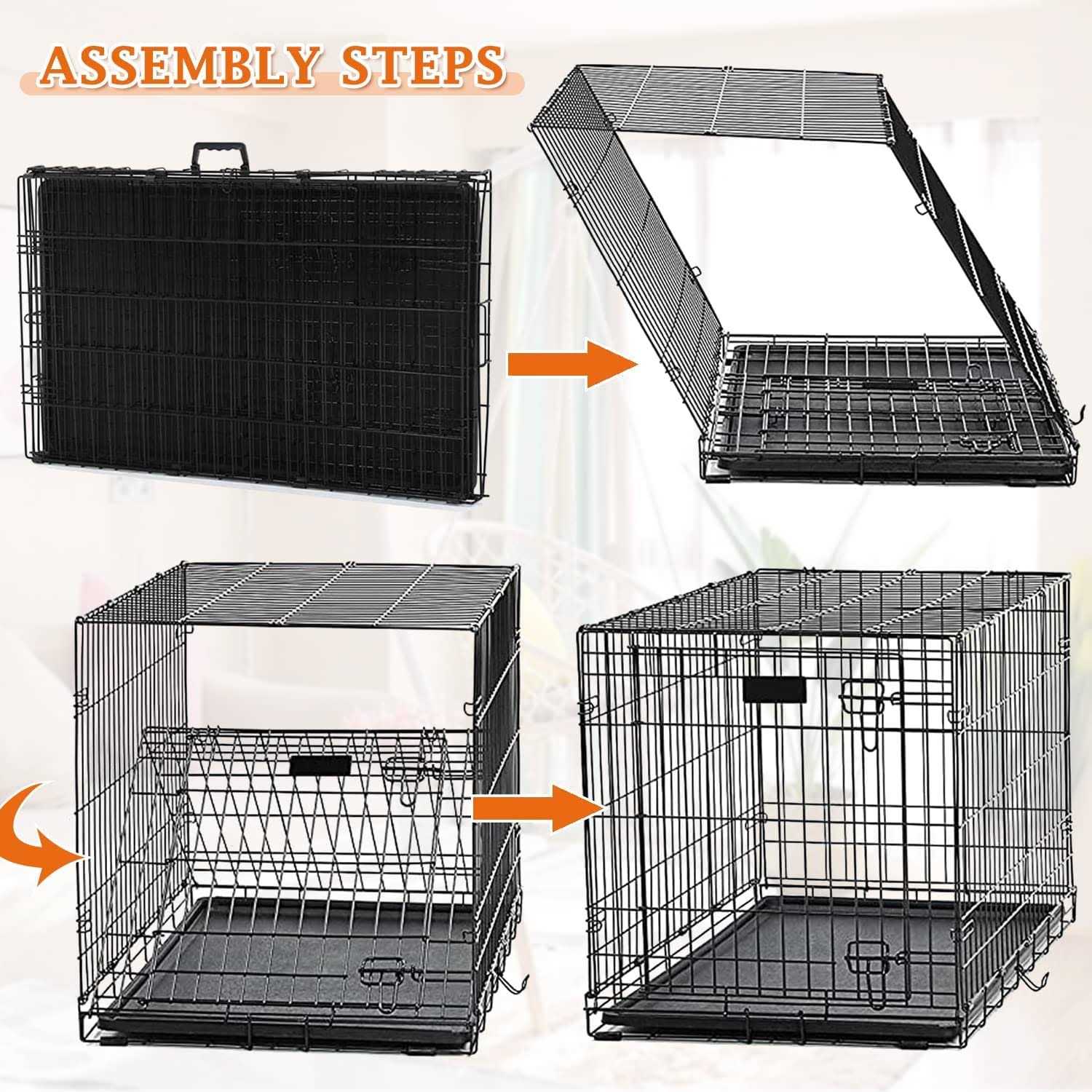 XXL Large Dog Crate for Large Dog 48 Inch Folding Dog Cage Metal Wire Dog Kennel Pet Animal Segregation Cage for Golden Retriever - Pet Supplies online store
