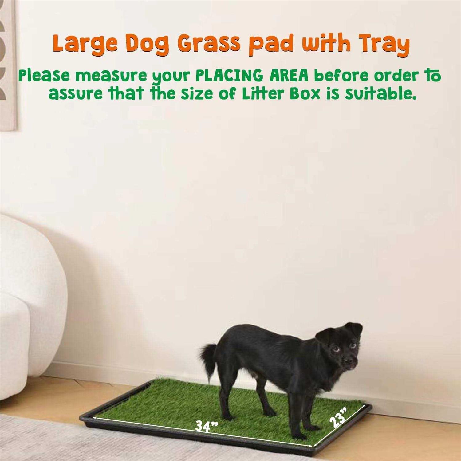 HQ4US 4LEGS HQ4us Dog Grass Pad with Tray Large Dog Litter Box Toilet 34”×23” - Pet Supplies online store