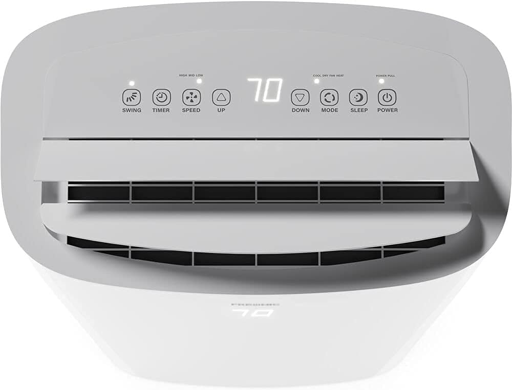 6,000 BTU Portable Air Conditioner | AC for Rooms up to 300 Sq.Ft. | LED Display | 24H Timer | Auto-Restart | Sleep Mode | Dehumidifier | White | FHCP061AKR