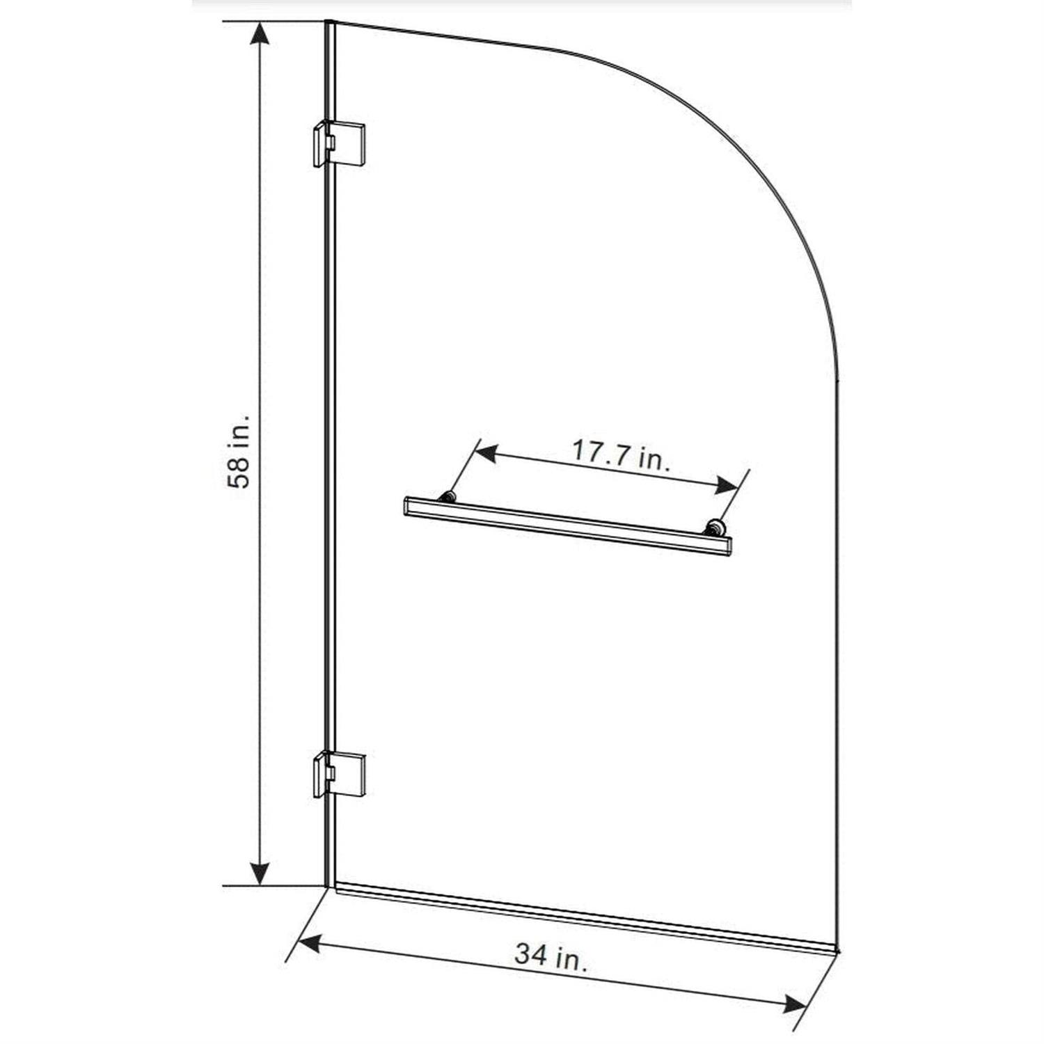 Vinnova Napoli 34 W x 58 H Hinged Frameless Glass Tub Door in Matte 310134-HD-MB - Shop Hardware Tools Online Store