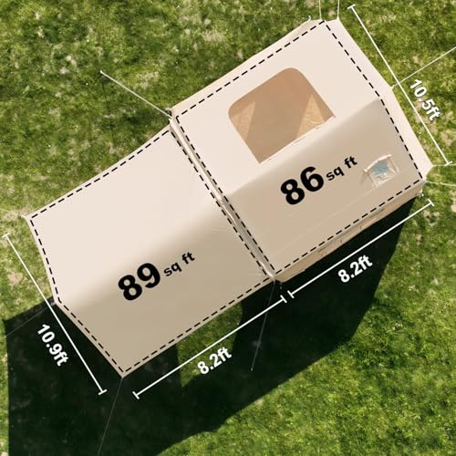 Inflatable Tents for Camping, Blow Up Tent with Hand Pump, Easy Setup Inflatable Hot Tent with Stove Jack, Waterproof Oxford Air Glamping Tents for Camping Adult 4-6 Person